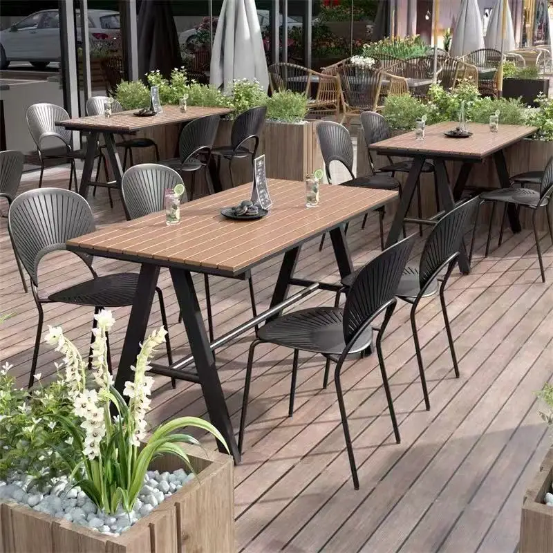 Coffee shop outdoor leisure table and chair combination open-air waterproof and sunscreen balcony rest arrangement garden courty