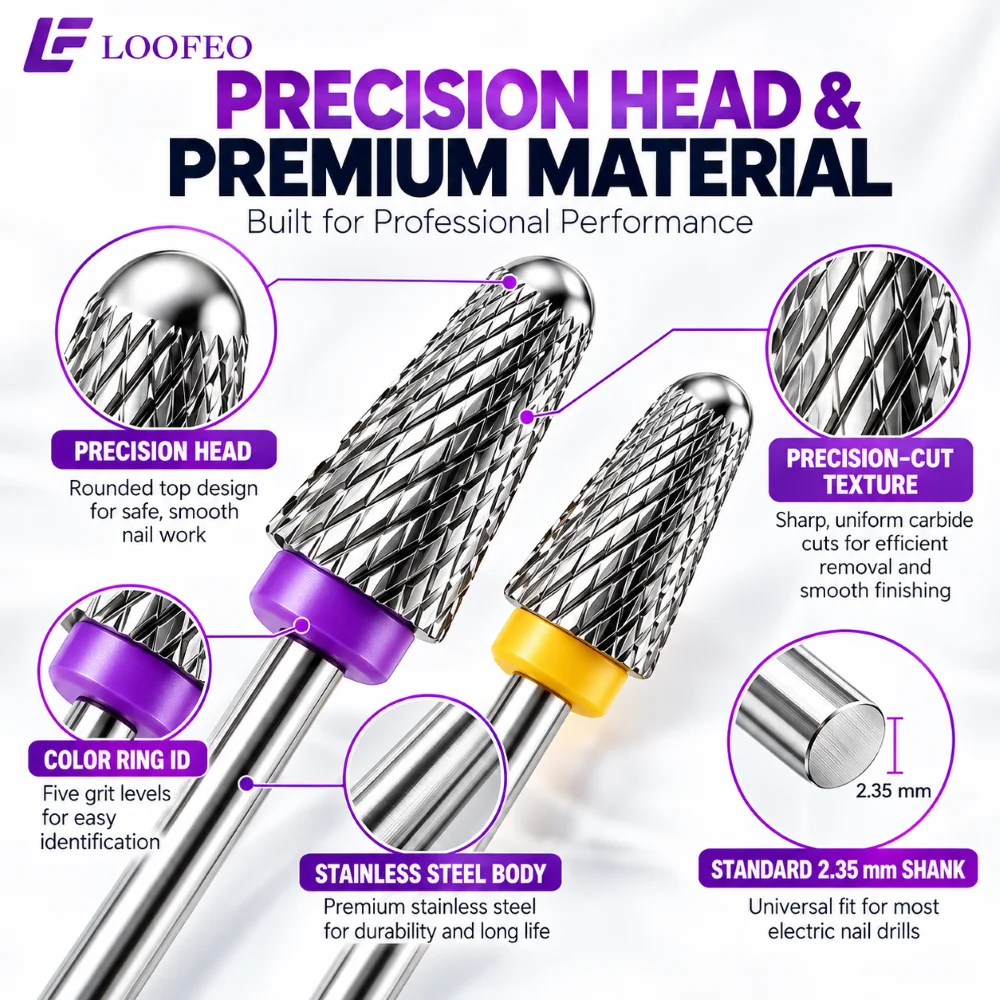 6mm 1PC Nail Drill Bit Cone Stainless Steel Milling Cutter For Manicure Pedicure E-File Bit Cuticle Burr Bit Gel Acrylic Removal