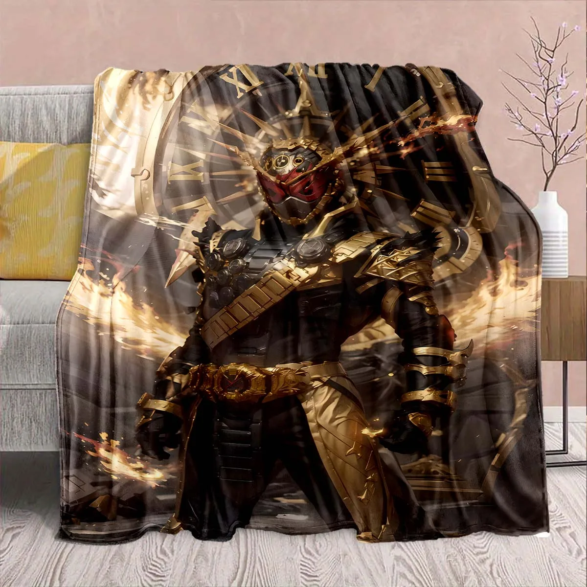 Kamen Rider Anime Flannel Blanket – Soft, Warm, Perfect for Sofas, Bedding, Camping, Travel, Office, and Home Decor – QJY