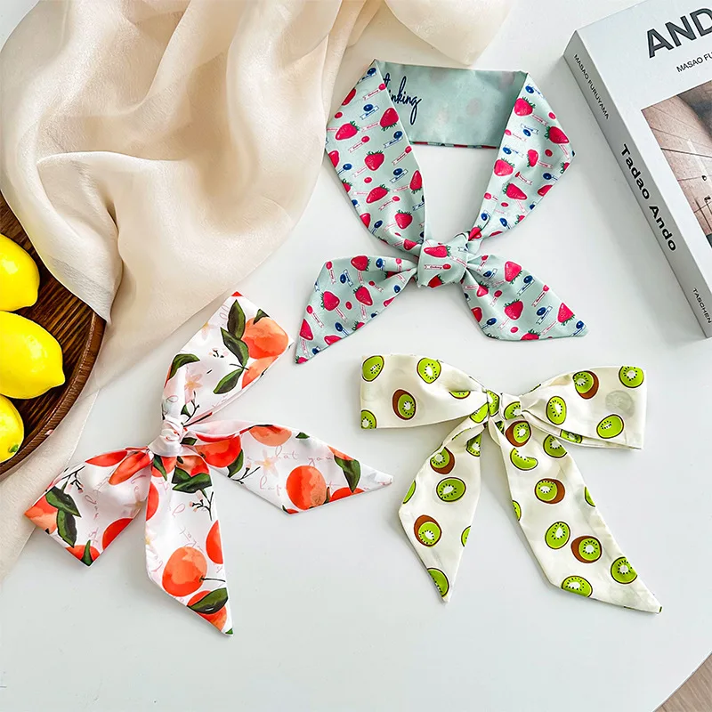 Long Scarf Fruit Series Headband Versatile Polyester  Hair Tie Bag Strap Neck Scarf Decorative Belt