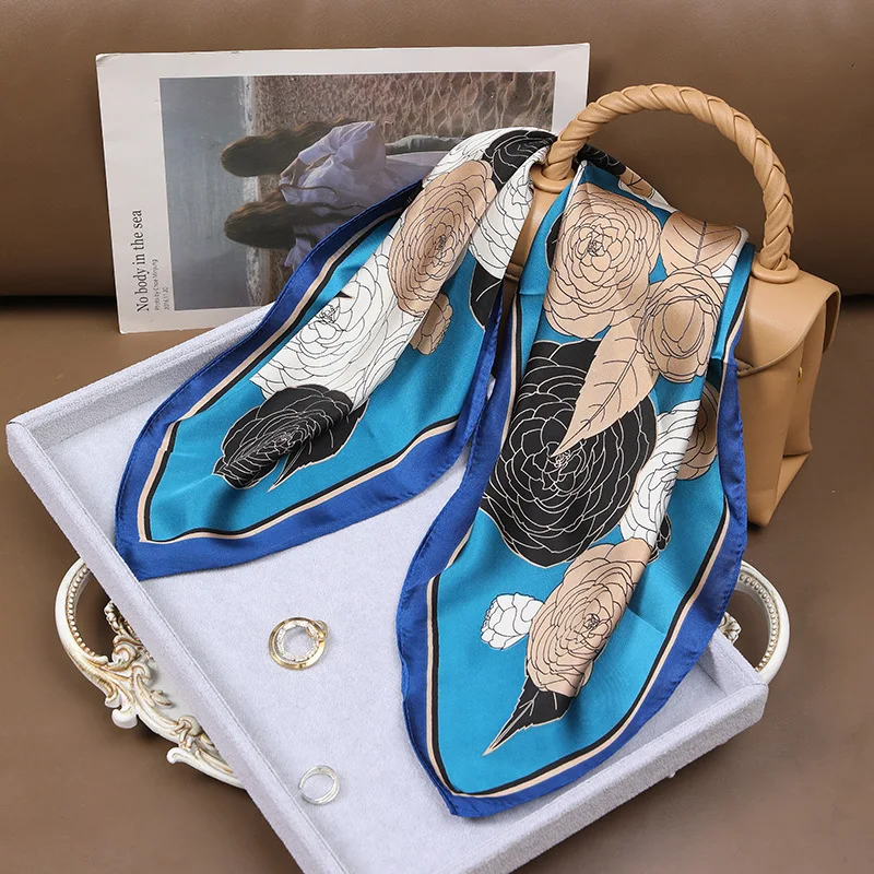 

Шелковый шарф 70 см: Изысканный, модный, универсальный профессиональный шейный платок с ретро-принтом для женщин