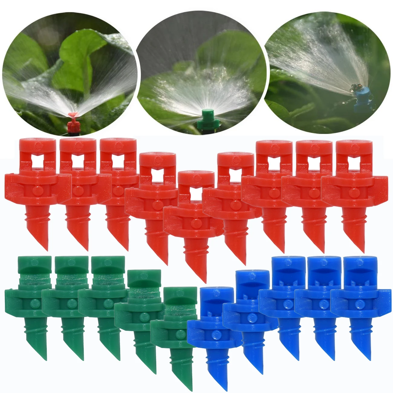 KESLA 100pcs Drip Irrigation Sprinkler 90°-360° Refraction Micro Nozzles Garden Male Barbed Atomized Sprayer Watering Greenhouse