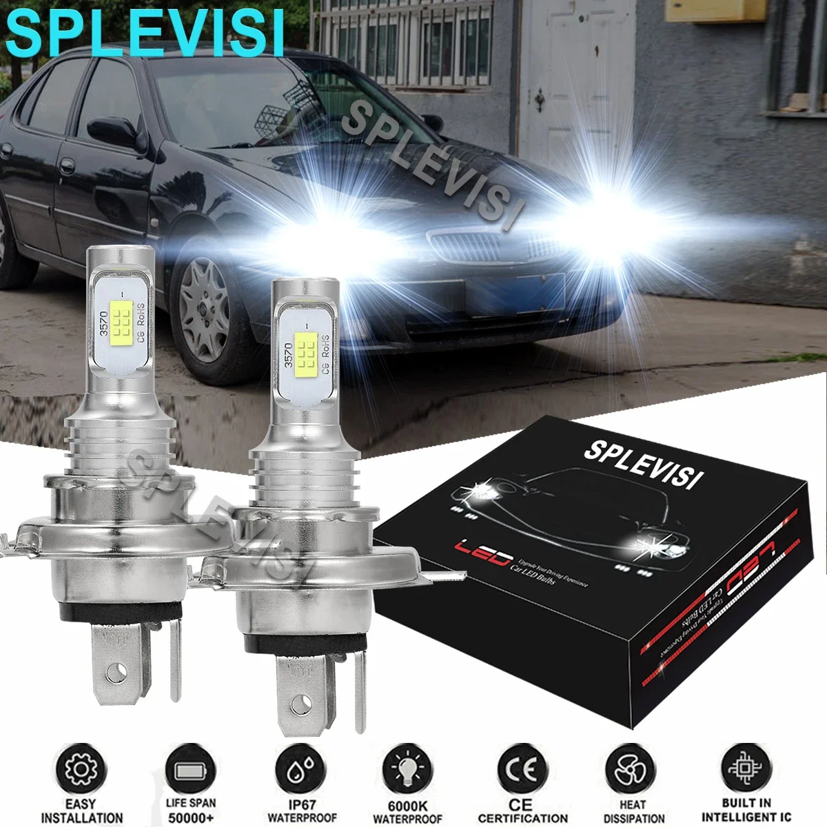 

2PCS Car LED Headlight Hi/Low Beam Bulbs 6000K White For Nissian ALTIMA 1993-97 VERSA 2007-2011 X-TRAIL 2005 2006