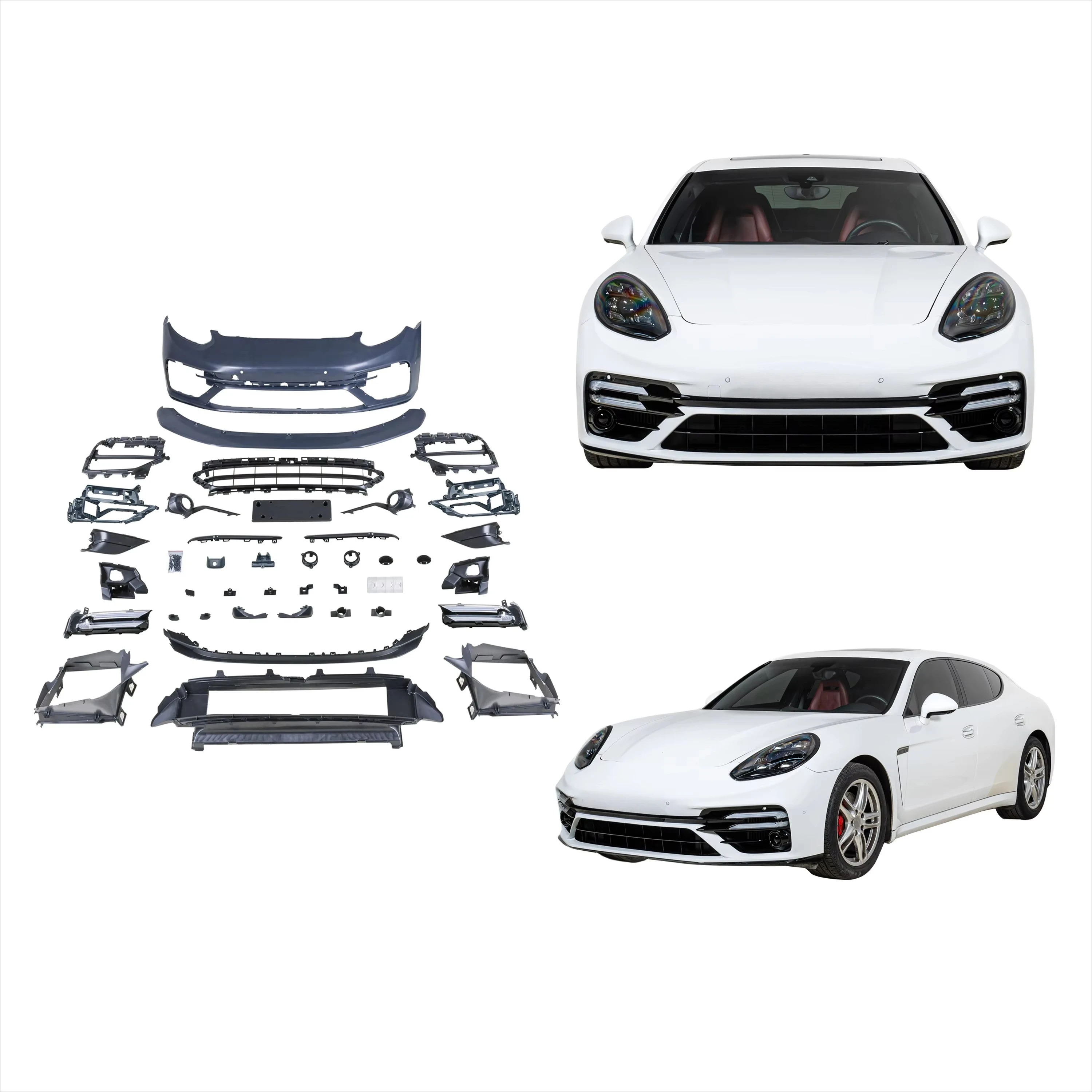 

Комплект обвеса для Panamera 970.2 970.1 (2011-2016) с обновлением до стиля 971.2 Turbo S (2017-2021) с передним бампером и светодиодными фарами (фейслифт)