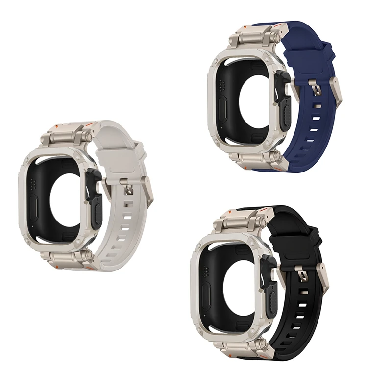 TPU i silikonowa bransoletka ochronna etui na Apple Watch 9 Ultra 49Mm, wytrzymały zestaw chroniące przed upadkiem