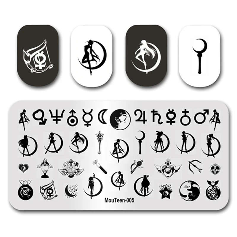 Nail Stamping Plate Moon Girl Nail Stamp Plate For Nails Art MouTeen-005