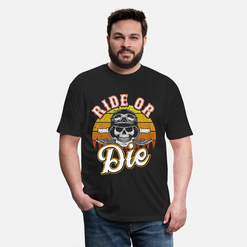 

Ride or Die Motorcycle Retro Cafe Racer Gift T-Shirt for Racing bikers 100% cotton printed Graphic clothes All size Tee S-6XL