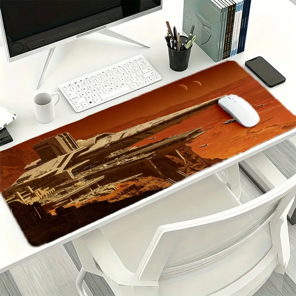 Space Station Future Sci-Fi Mars Landscapes Theme Mouse Pad, suitable for gamers and space enthusiasts alfombrillas gaming