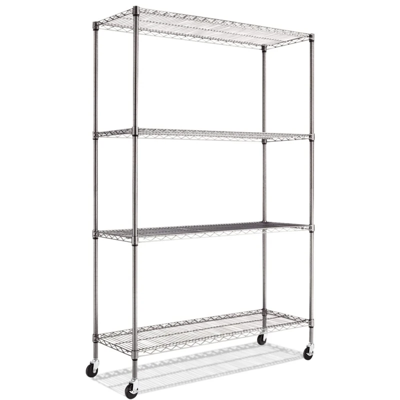 

Commercial 42x14x60 Inch Adjustable Mobile Rack Steel Wire Shelving System Caster Wheels Chrome Plated 250KG Storage