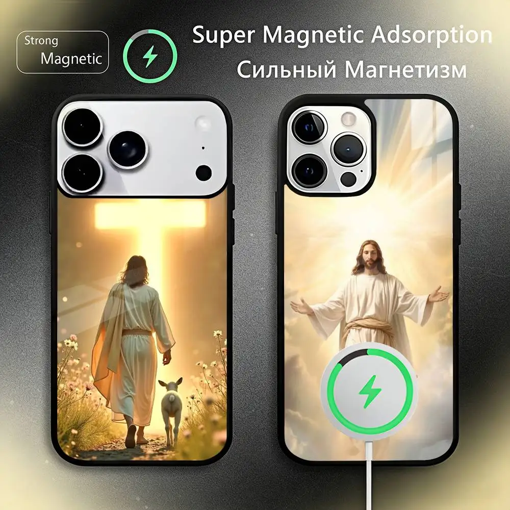 

Christian Religious Jesus Phone Case For iPhone17,16,15,14,13,12,11 Plus,Pro Max For Magsafe Wireless Charging