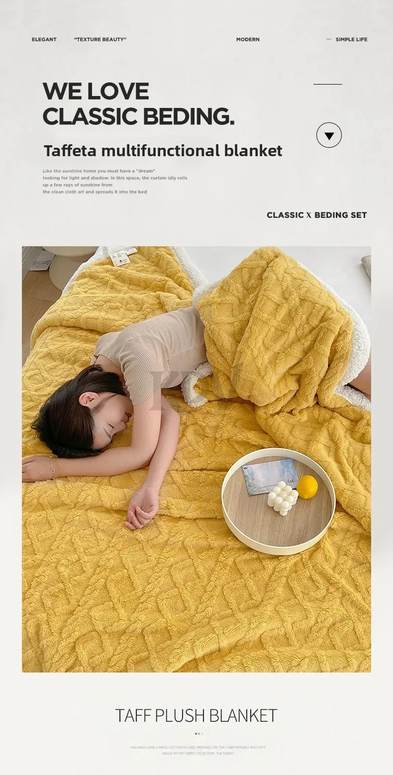 Double Layer Fleece Blanket Autumn Winter Thick Warm Office Nap Throw Blankets for Sofa Bed Single Double Soft Plush Comforter