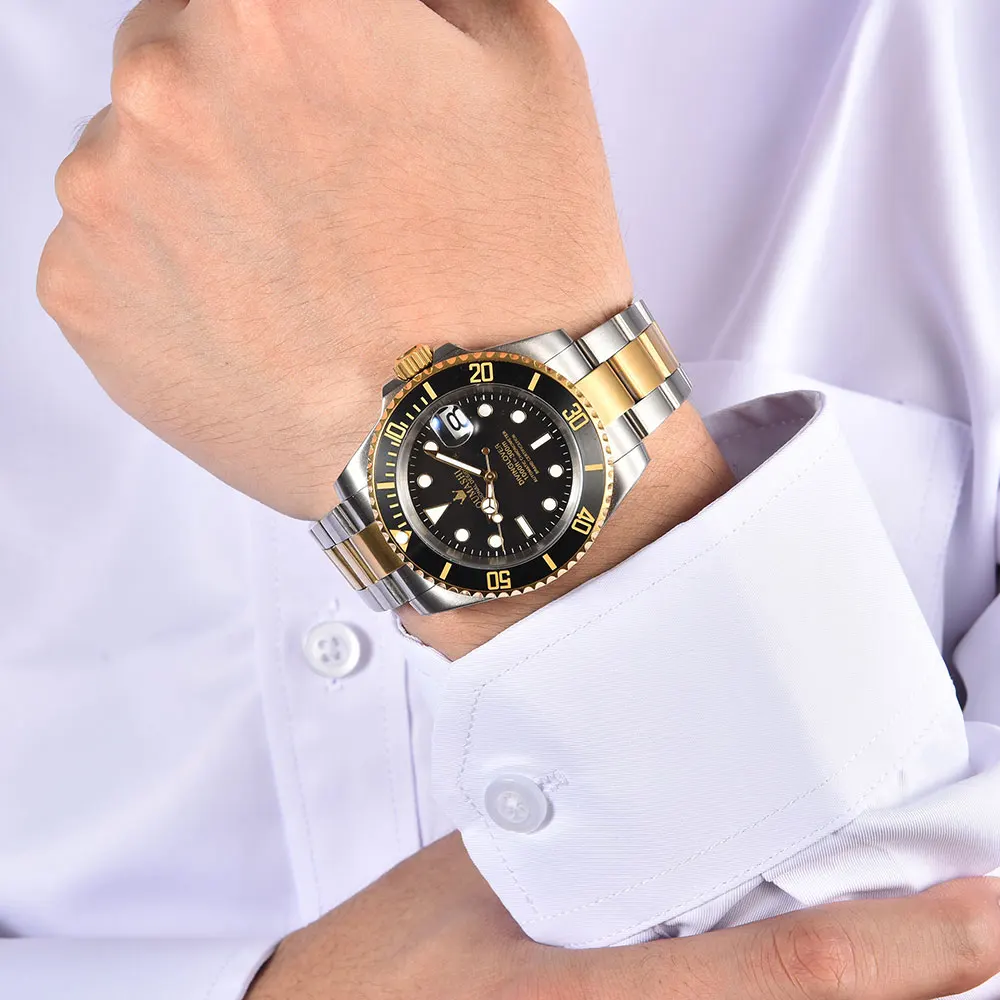 Orologio subacqueo da uomo da 40 mm NH35 movimento meccanico automatico vetro zaffiro orologio personalizzato da lavoro di lusso