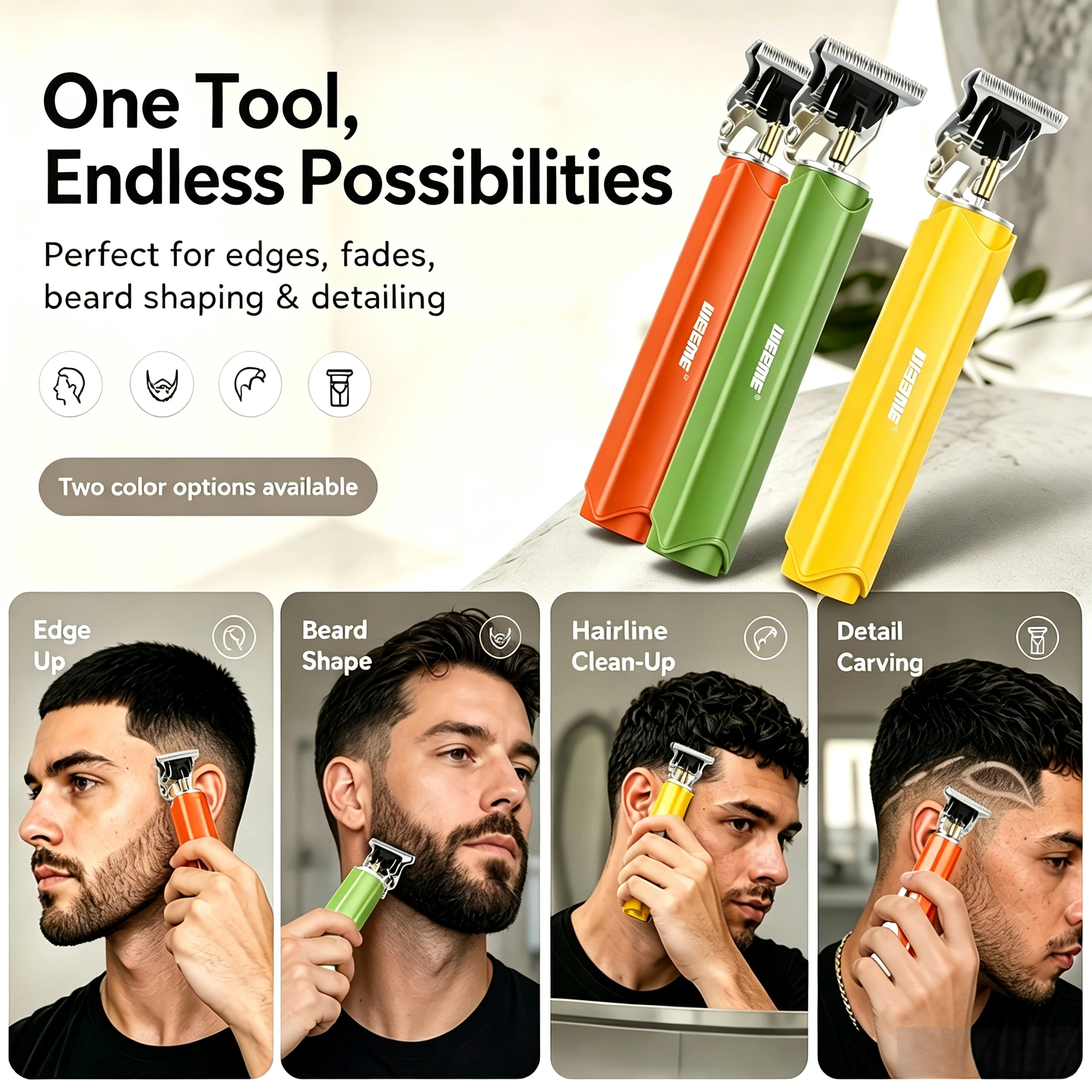 Electric Hair Trimmer with Professional T-Blade, Precision Trimming Tool, Portable, Beard, Sideburns, Hairline Trimmer