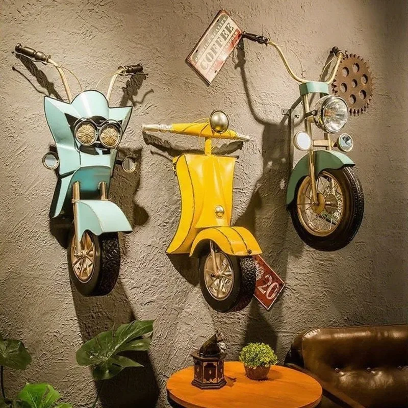 Motorcycle pendant wall metal wall decoration background wall creative wrought iron