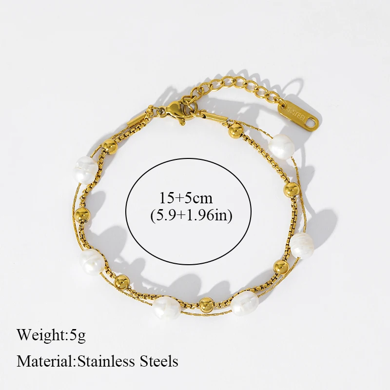EILIECK 316L Edelstahl Klassisches Synthetisches Zirkon-Perlenarmband für Damen 18K Gold PVD-beschichtet Modeschmuck Handkette – Detail 12
