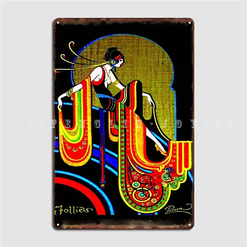 Flapper Vintage 1920 Art Deco Beautiful Print Metal Sign Club Home Home Designing Wall Decor Tin Sign Poster