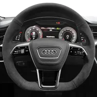 DIY Hand-stitched black suede car steering wheel cover 100% Fit For Audi A6 (C8) Avant Allroad A7(K8) 2018-2019 S7 Auto Parts