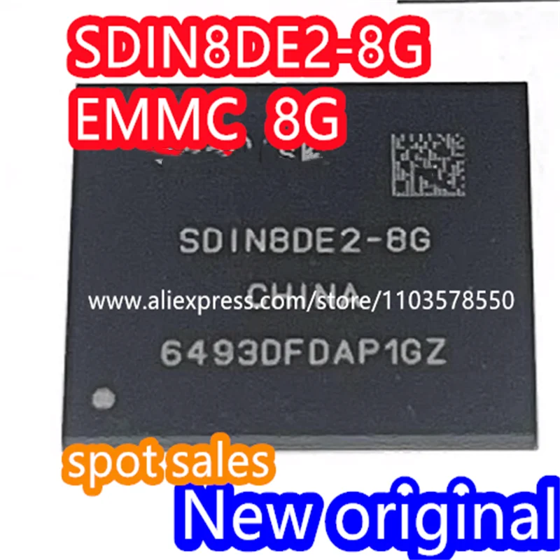 （1PCS）  Brand new original SDIN8DE2-8G font library EMMC chip 8G 4.5 version BGA153 font library storage chip IC