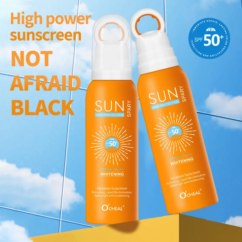 Summer Waterproof Sunscreen Spray SPF50, Lightweight & Non-Greasy, Provides Brightening & Sweat-Resistant Protection
