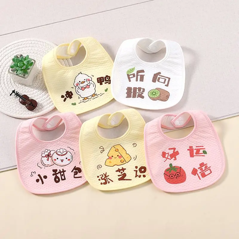 5 Pieces Waterproof Baby Bibs Infant Boys Girls Burp Cloths Adjustable Baby Bandana Drool Bib Toddler Saliva Towel Feeding Stuff