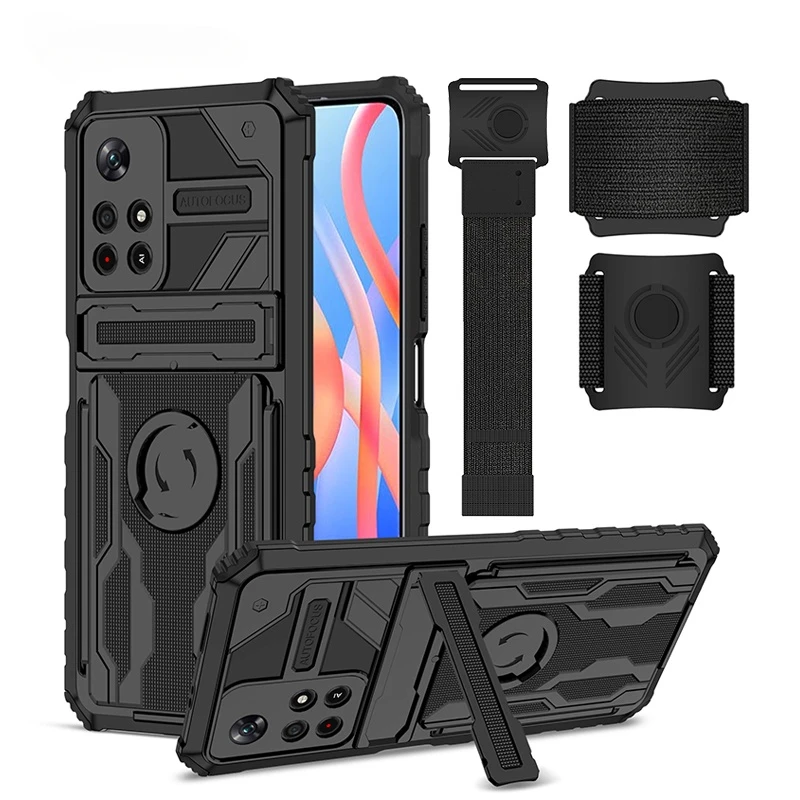 

New Heavy Duty Armor For Mi Poco M4 Pro 5G Wristband For Redmi Note 11 Pro Shockproof Casing Stand Holder CASE Cover