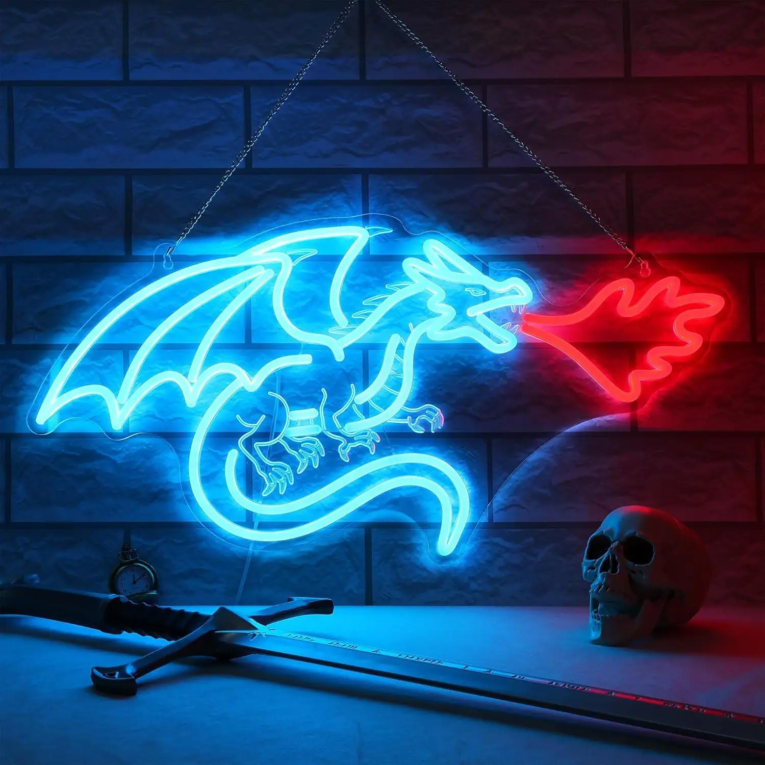 Dragon Neon Sign LED Dimmable Neon Light Wall Hanging Decor for Bedroom Party Holiday Gift Kids Teens Adults Room Art Home