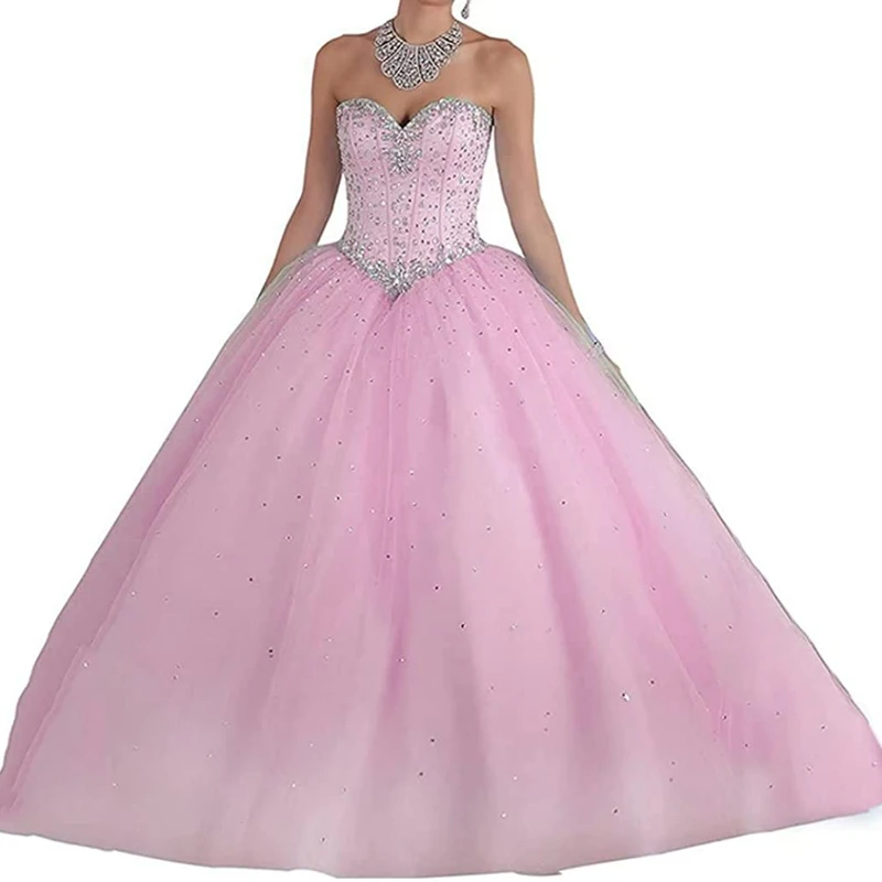 Charmingbridal-vestido de quinceañera con cuentas para adolescentes, Vestido largo de tul para fiesta de cumpleaños, baile de graduación