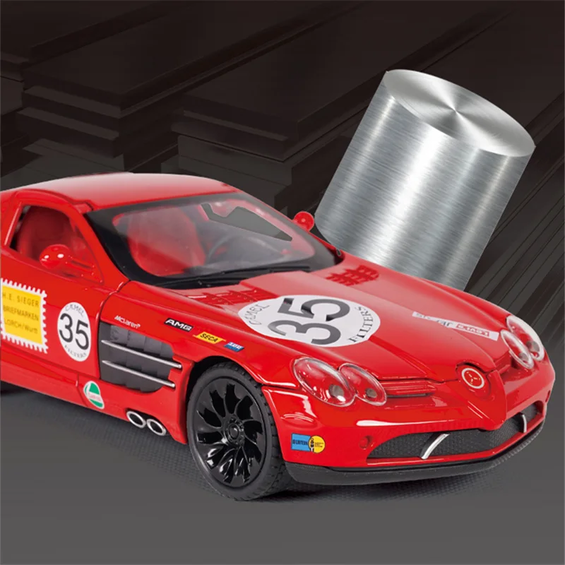 Versión de pista 1:24 SLR 722S, modelo de coche deportivo de aleación, vehículos de carreras de Metal fundido a presión, modelo de simulación de sonido, luz, juguetes para niños, regalo