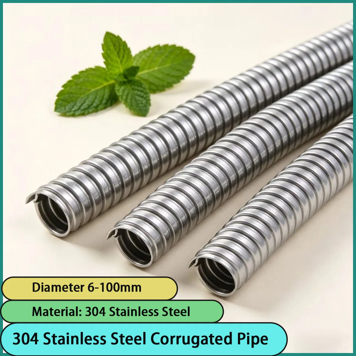 Diameter 6-100mm 304 stainless steel corrugated pipe suitable for home decoration, engineering, etc