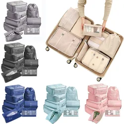 8Pcs/set Travel Clothes Classification Storage Bag For Packing Cube Shoe Underwear Toiletries Organizer Tidy Pouch Travel Access