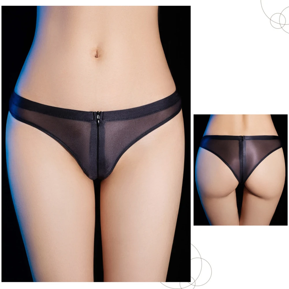 여성용 집업 오픈 가랑이 팬티, 투명 브리프, 광택 오일, 성인 핫 섹시 비키니 속옷, 란제리, 로우 라이즈 팬티, A50