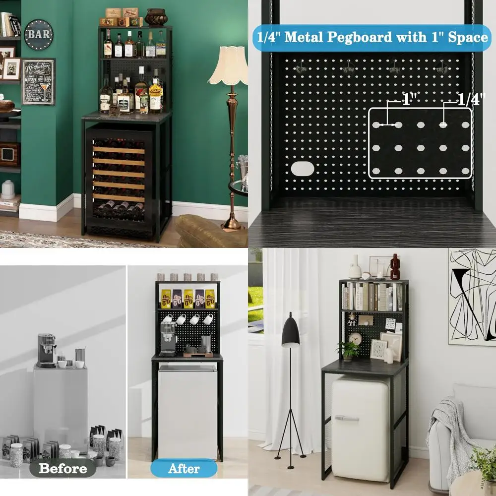 

Славянно-серая кухонная полка для хранения с мини-держателем для холодильника для дома, общежития, кафе-бара и подставки для микроволновой печи