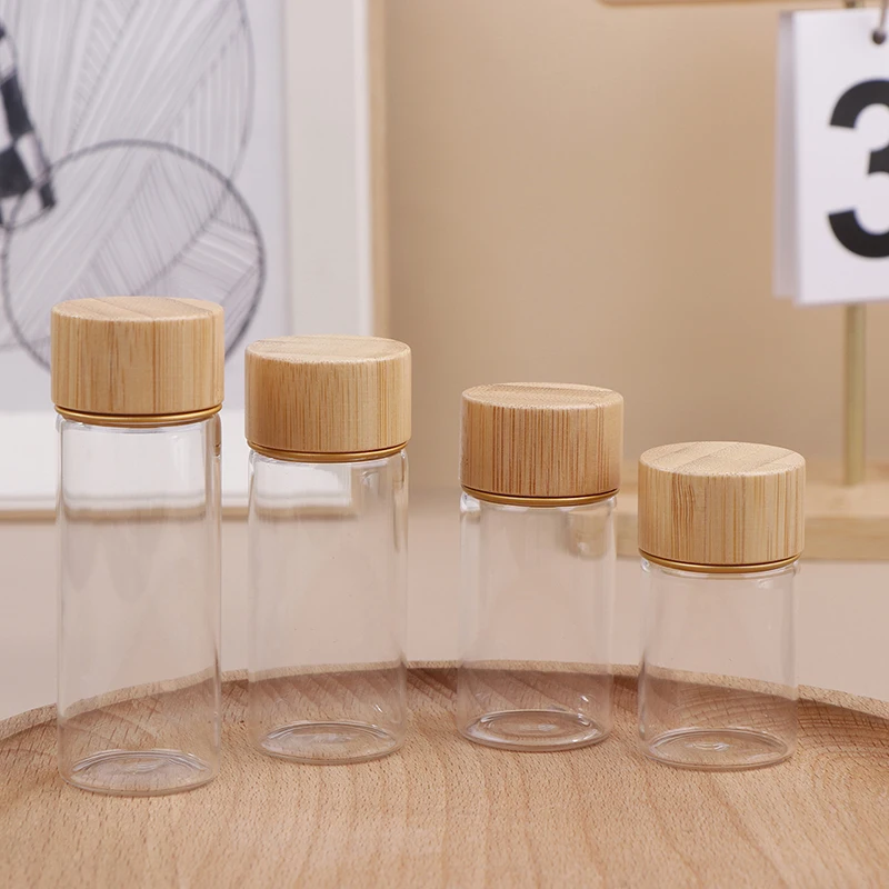 20/25/30/40ML Mini Glass Bottle For Coffee Concentrate Milk Juice Leakproof Bottle With Bamboo Lid Jar Portable Empty Glass Jar