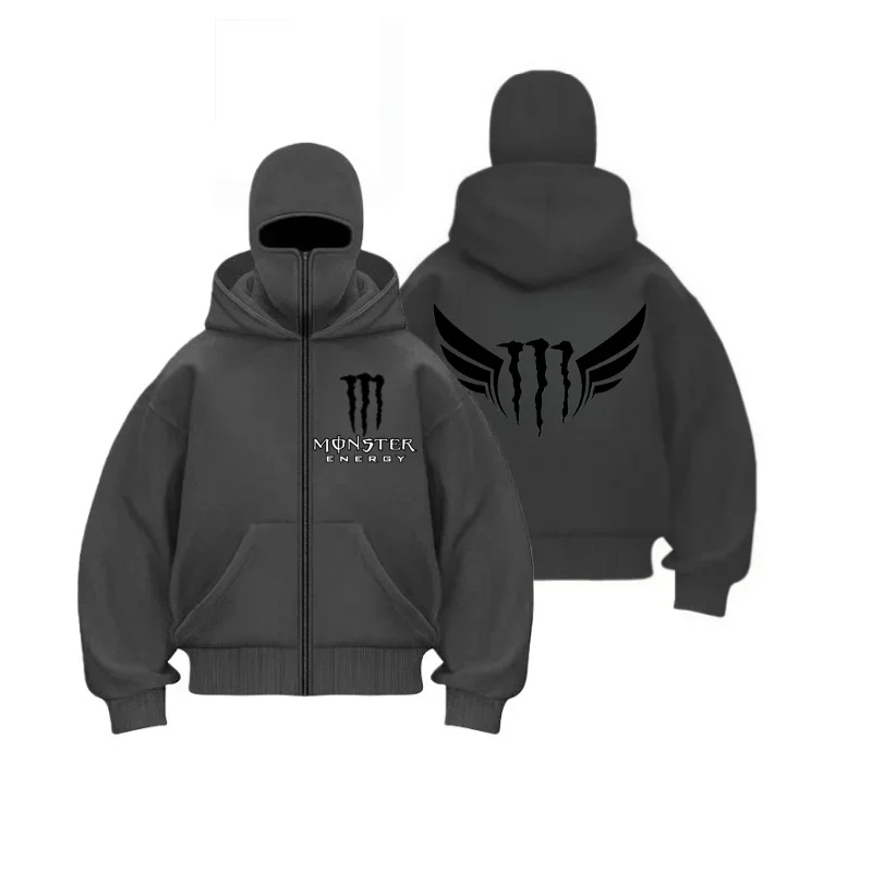 Monster Energy – Sudadera con capucha y cremallera, forro polar, diseño exclusivo, doble capa