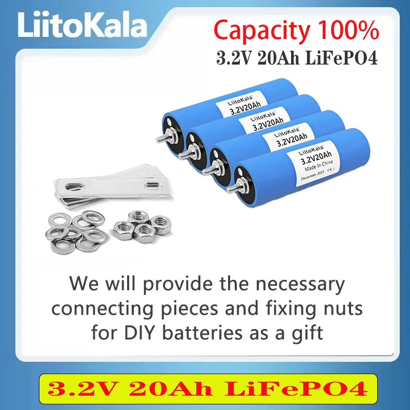 Original LiitoKala 3.2V LiFePO4 Battery 20Ah for 4S 12V 24V Solar and wind energy systems Motorcycle Car motor batteries
