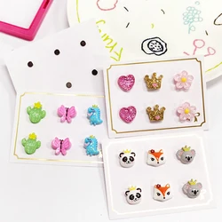 Multi Styles 3PRS Strong Magnetic No Piercing Cute Earrings for Kids Children Unicorn Magnet Earrings Christmas Gift