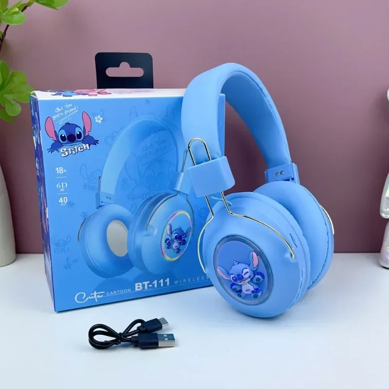 Kawaii Hello Kitty Headset MINISO Anime Lovely Luminescence Wireless Bluetooth Function Motion Girl Cartoon Gaming Earphones