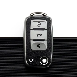 Leather TPU Car Key Case Keys Cover Protection Shell Bag For Volkswagen VW Polo Golf Passat Tiguan Beetle Caddy T5 Up Eos Skoda