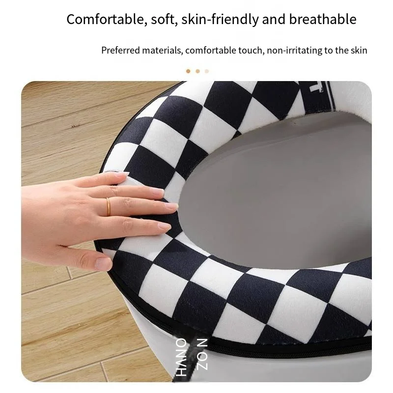 غطاء مقعد المرحاض للحمام، وسادة قطيفة ناعمة للشتاء الدافئ، قابلة للغسل، وسادة مقعد المرحاض، غطاء دافئ