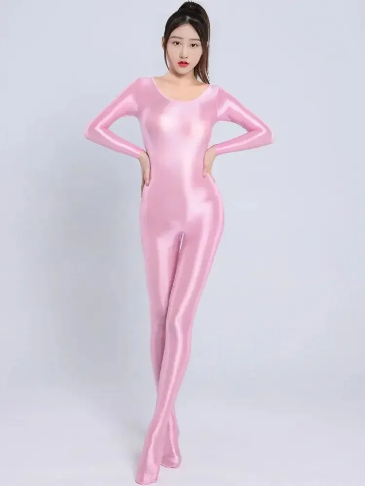 M XL Unisex Bust Seamless Glossy Shiny Bodystocking Catsuit Tights Hot Sexy Leotard Conjoined Jumpsuit Unitard Bodsuit One Piece