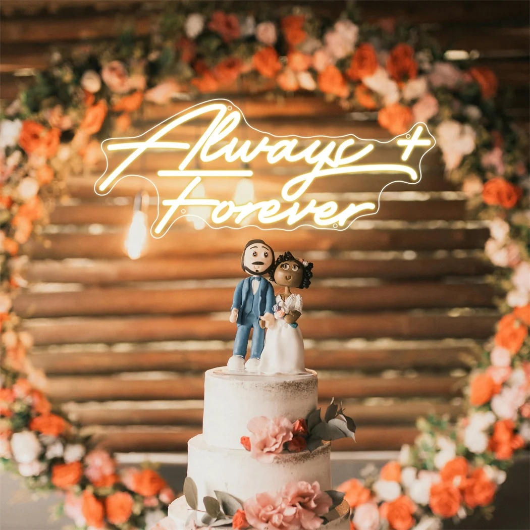 Always Forever LED Neon Sign Room Wall Decor Wedding Light for Engagement Birthday Wedding Party Gift USB Powered Neon LED Signs