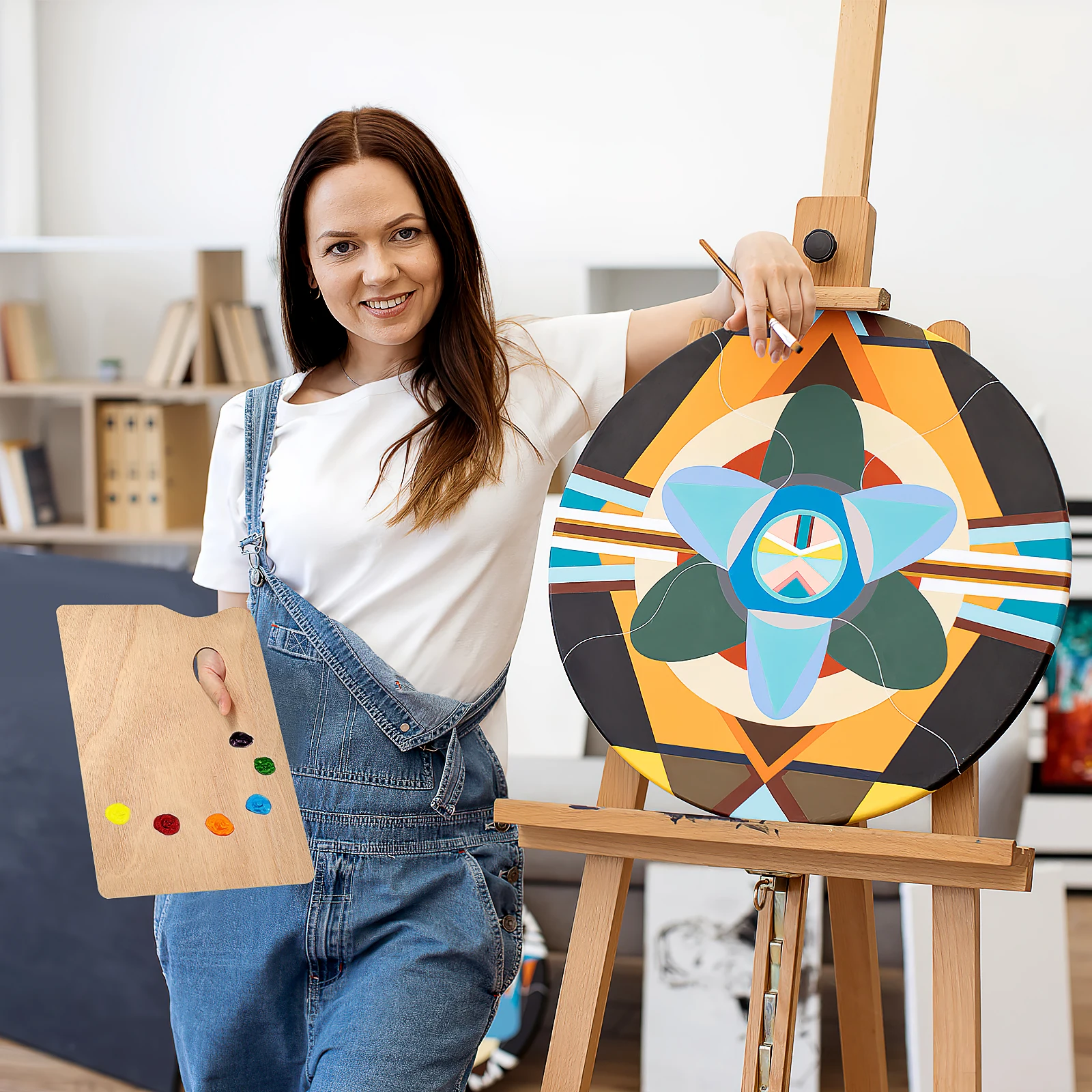 

Oil Painting Wooden Color Palette Vintage Durable Smooth Surface Thumb Hole 20x30cm Art Supplies Oil Painting Palette