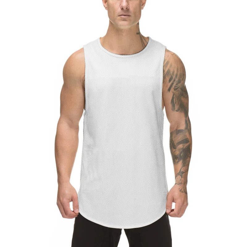 Gym Fitness Workout Running Sport Muscle Sleeveless Breathable Shirt Summer Mesh Moisture Wicking Quick Dry Cool Mens Tank Tops