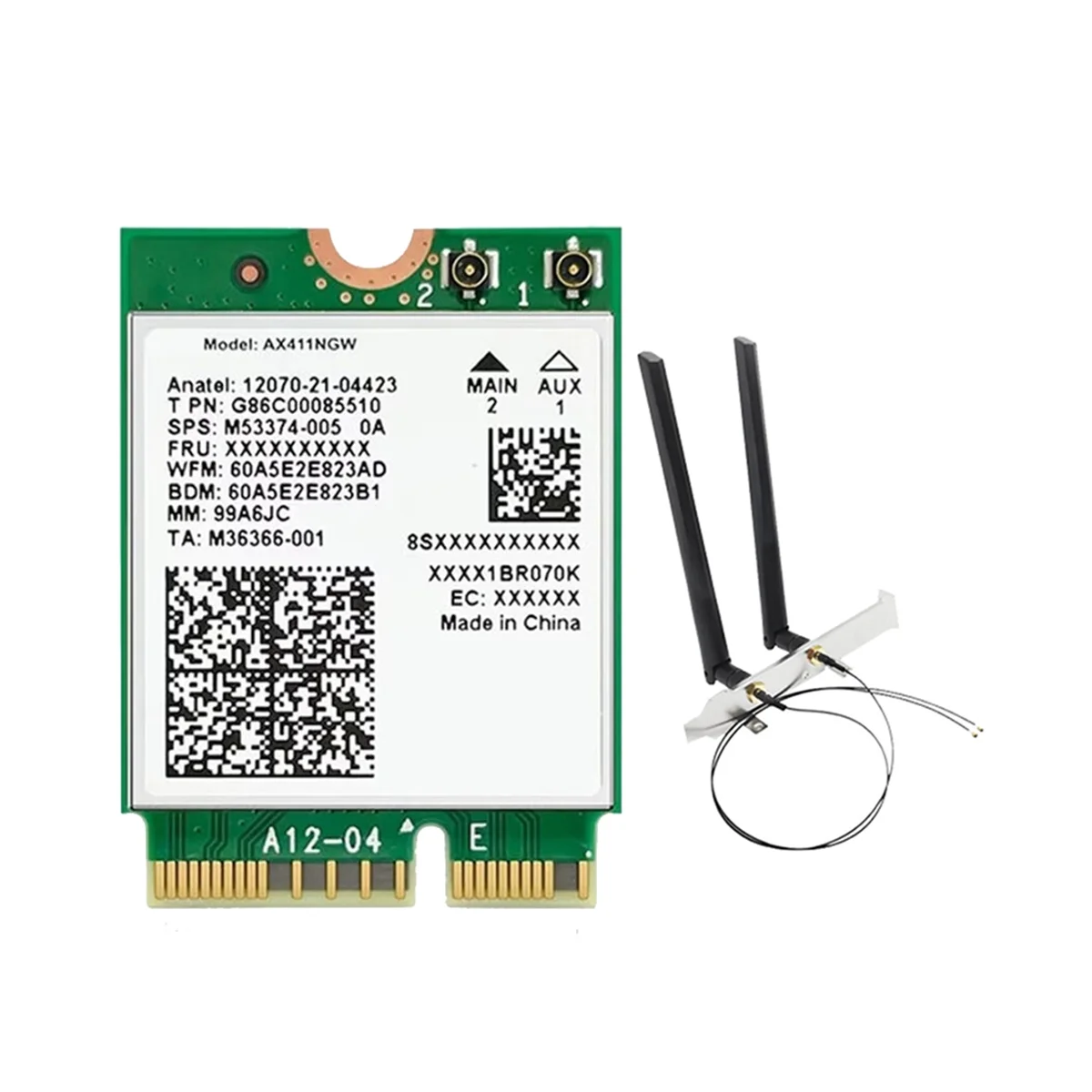 

For Intel AX411 WiFi Card+2X8DB Antenna WiFi 6E CNVio2 BT 5.3 Tri-Band 5374Mbps Module for Laptop/PC Win10/11-64Bit