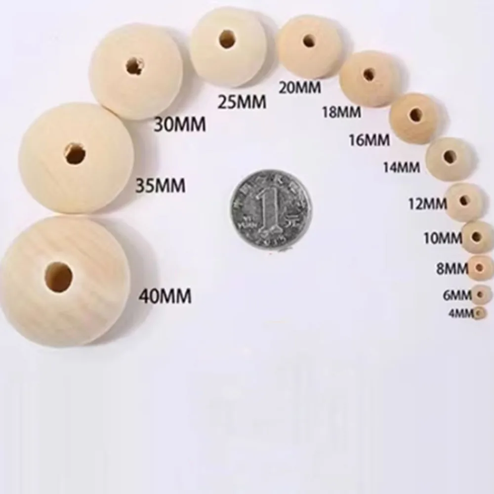  5/6/8/10/-20mm Natural Wooden Beads Smooth Round Wood Beads Loose Spacer Beads for Jewelry Making DIY Handmade Accessories