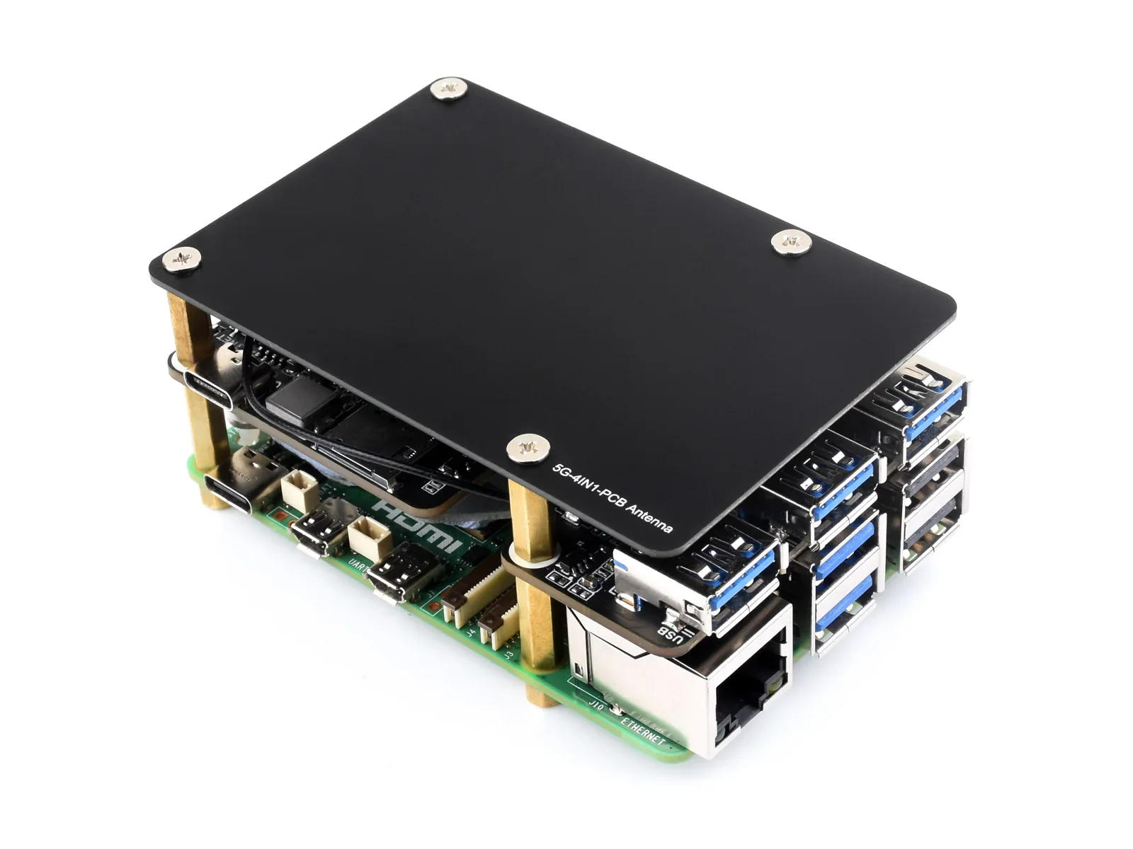 PCIe zu M.2 4G/5G und USB 3.2 HAT für Raspberry Pi 5, kompatibel mit SIMCom/Quectel 4G/5G-Modulen, Raspberry Pi 5 HAT, High-Speed