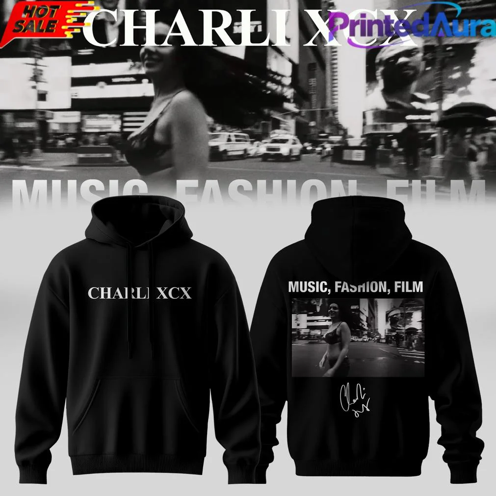2026 Charli XCX Brat Music Fashion Film Tour 2027 Europe UK Hoodie Double Sided Print Unisex Fan Merch Hooded Sweatshirt