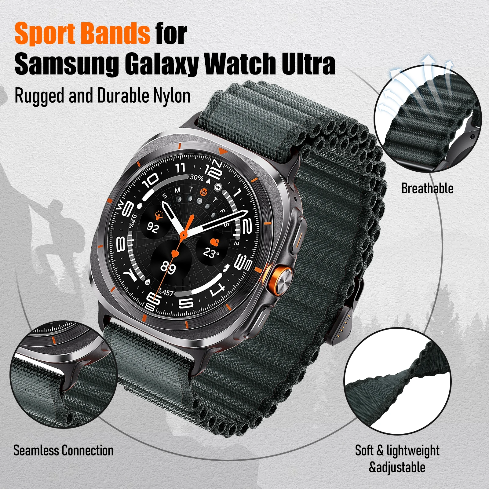 Alpine Loop Band For Samsung Galaxy Watch Ultra 2 Strap 47mm Accessories Original 1:1 Nylon Bracelet Correa Galaxy Watch Ultra