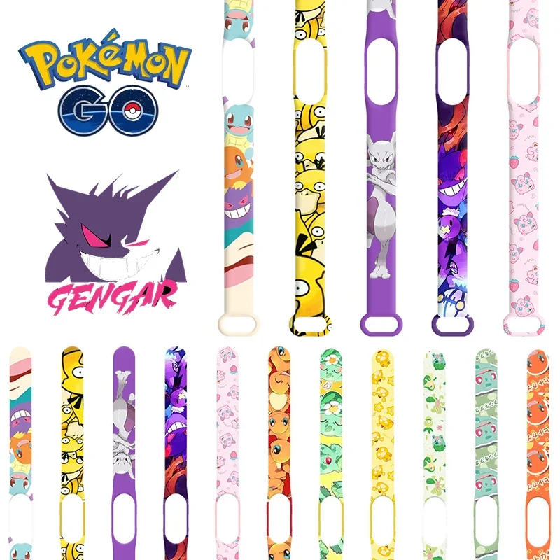 Pokemon Gengar Strap for Xiaomi Mi Band 7 6 5 4 3 Bracelet Silicone Straps for Xiaomi 7 Wristband  6 Band 5 Watch Accessories