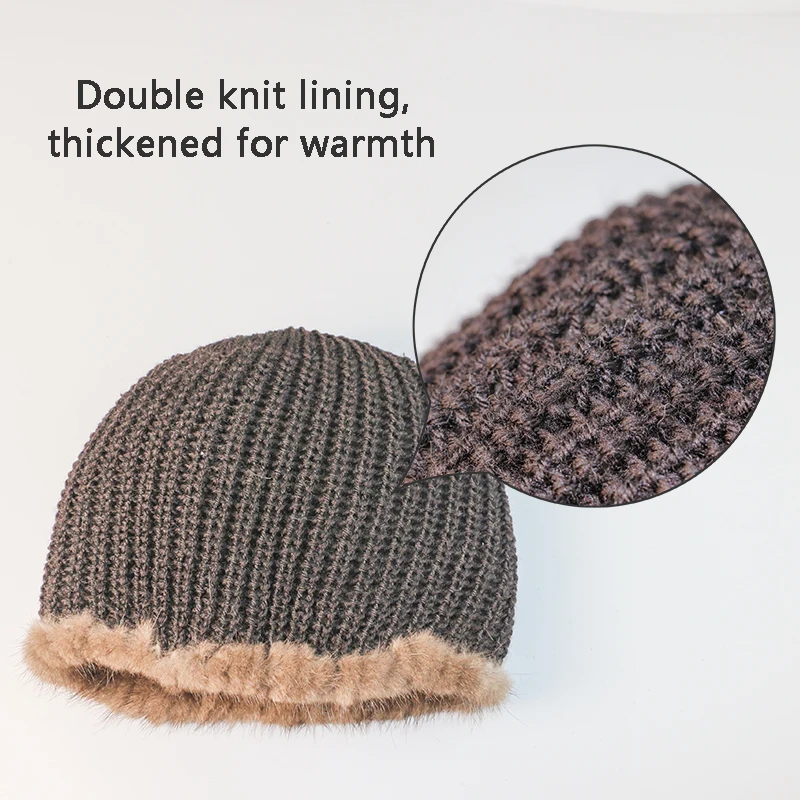 Neue Modische Echte Natürliche Damen Gestrickte Nerzmütze Handgefertigte Strick-Wintermütze Ohne Krempe – Detail 7